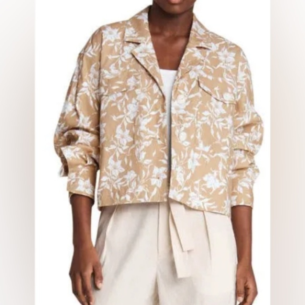 Rag & Bone Jessie Tan Floral Print Linen Blend Bomber Jacket Size M $395 NWT - Picture 2 of 8